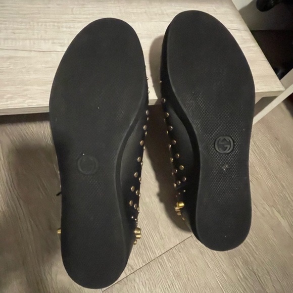 Gucci sneaker studded black and gold mens size 12 g worn twice - Picture 9 of 13